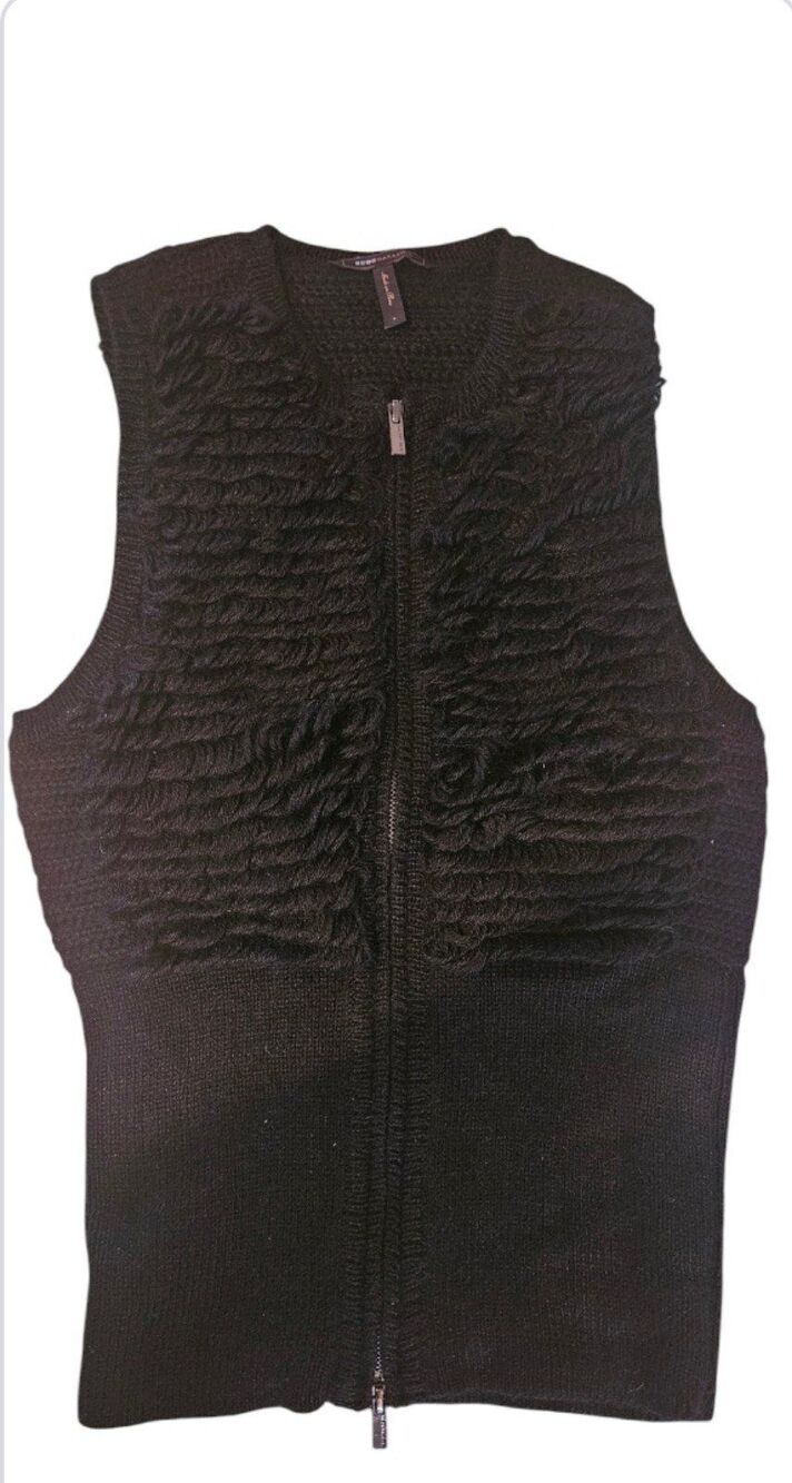 BCBG MAXAXRIA Black Alpaca Y2K Zip Up Vest